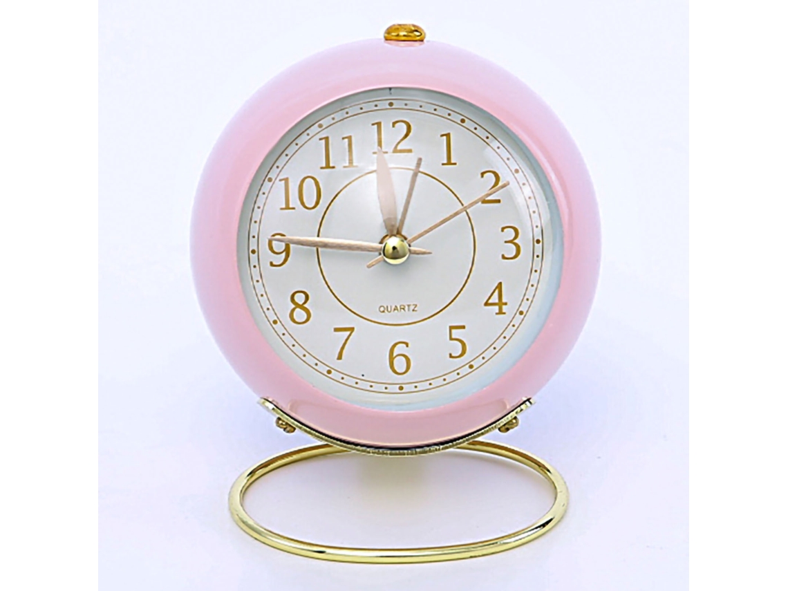 Relógio Baok-Metal Estilo Europeu Silencioso Infantil com Alarme de Quartzo Eletrônico Rosa para Sala de Estar e Quarto