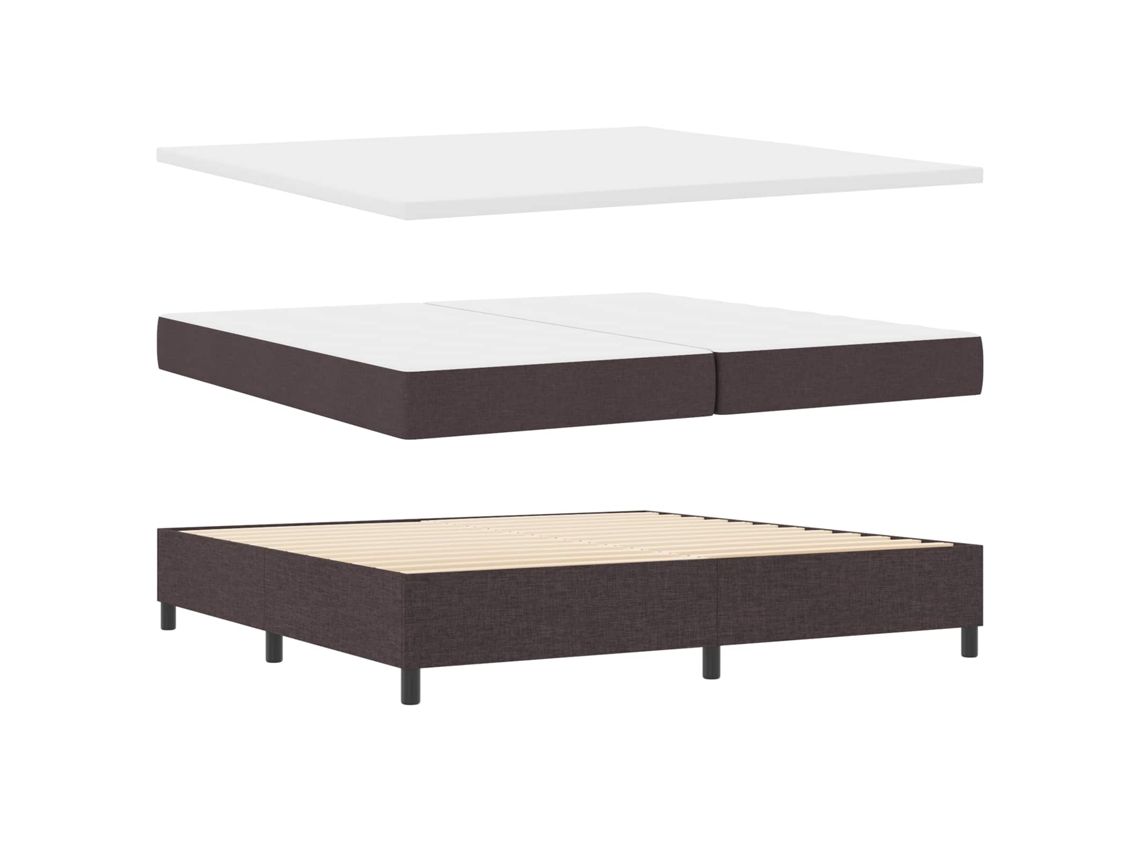 Vidaxl Cama Box Com Colchão Castanho Escuro 200 X 200 Cm Tecido