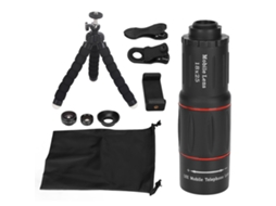Kit de Lentes de Câmera 4 em 1 para Smartphone com Lente Teleobjetiva 18x Fisheye Macro Wide Angle