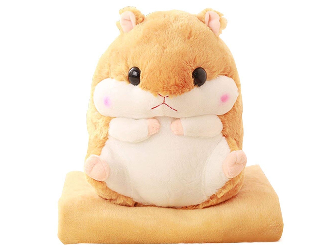 Primerox conjunto Almofada Cobertor Hamster 2 em 1 Pelúcia Macia Decor Casa Office Presente