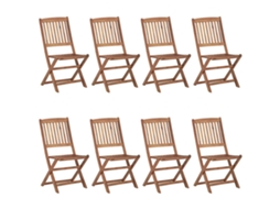 Conjunto de 8 Cadeiras de Jardim Dobráveis com Almofadões Acácia Maciça MAISON EXCLUSIVE