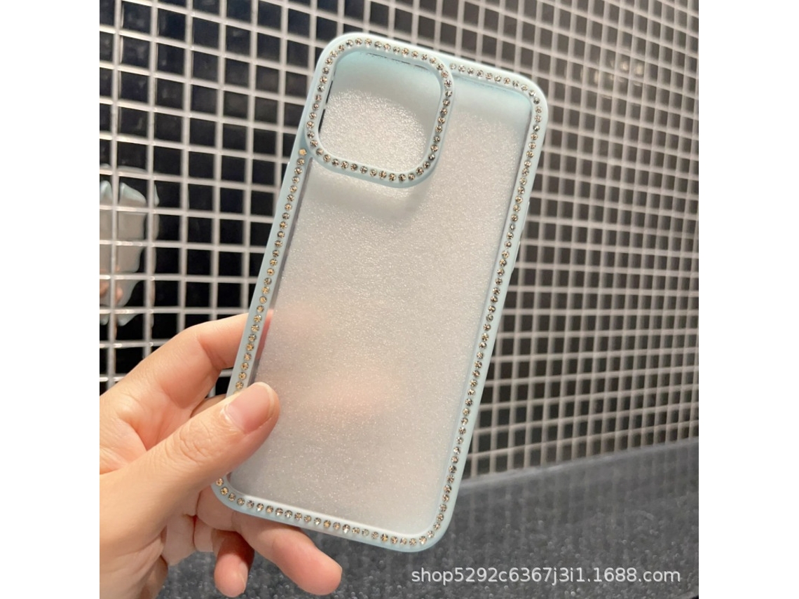 Capa Para Iphone 17 Pro, Cor Menta Diamante, Emborrachada, Acrílica E Couro Transparente, Com Recortes.