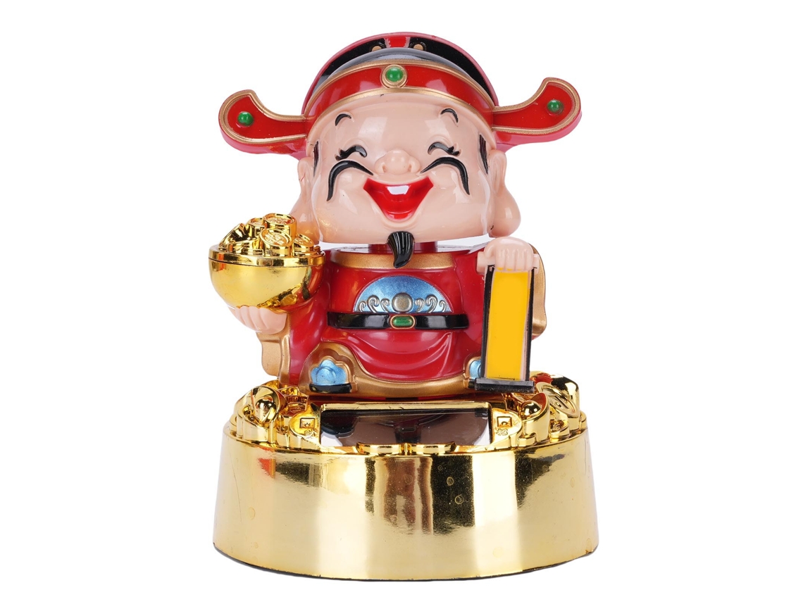 Primerox estátua de Cai Shen Solar Balançante Adorno Carro Decoração Casa Símbolo de Riqueza