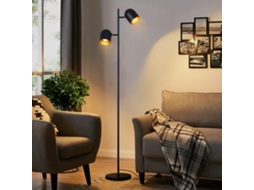 Nettlife Candeeiro De Pé Com 2 Luzesâmpadas Preto Dourado Metal E14 Candeeiro De Pé Retro Industrial, 145 Cm, Para Uso Diário, Uso Doméstico