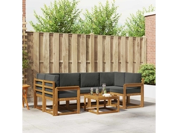 Vidaxl Conjunto De Sofás Para Exterior 7 Unid. Natural E Antracite