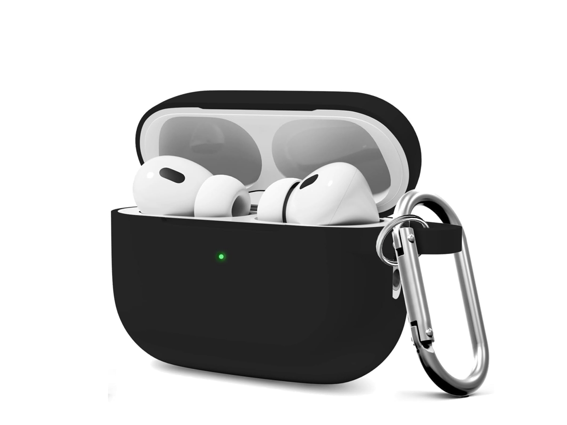 Capa Zruxe Para Airpods Pro 3 (2025) Silicon Preto Com Mosqueton (protecao Total, Suporte Para Bolsa)