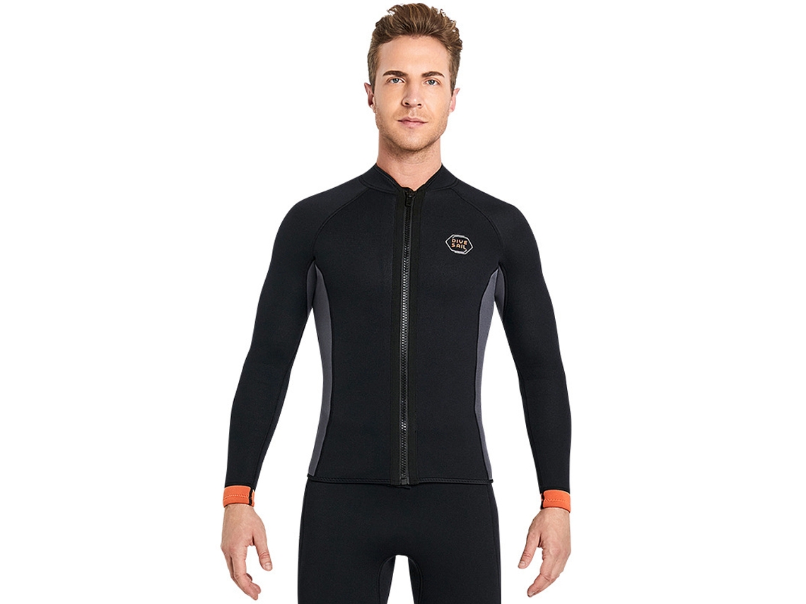 Camisola de Neoprene 3mm, Manga Longa, Zíper Frontal, Surf, Natação, Mergulho | S/MARCA