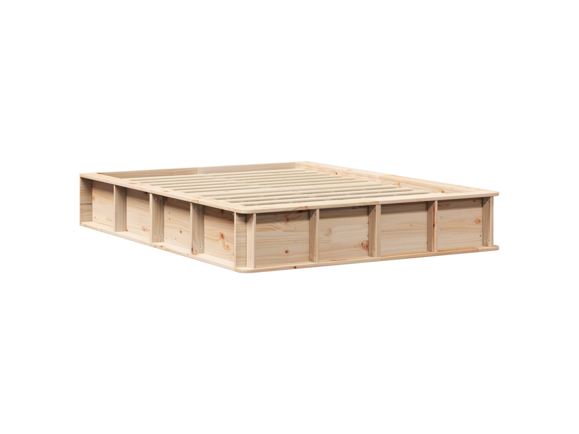 Conjunto 1 Estrutura Da Cama Vidaxl Castanho Madeira De Pinho Maciça (120 X 190 Cm)