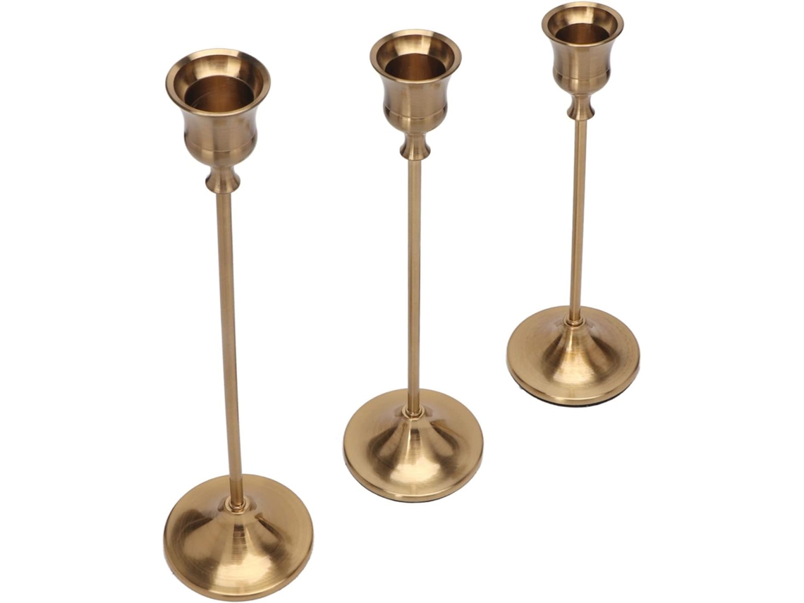 Coleção De Lustres, Castiçais Retrô, Castiçais Cônicos Vintage De Latão, Castiçais Dourados Universa Gokoco