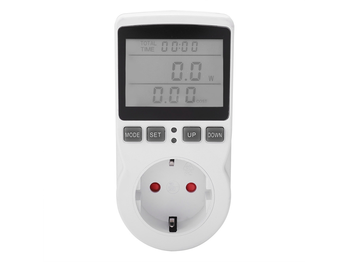 Medição de energia realizada com retroiluminação (com retroiluminação branca, compatível com o padrão europeu de 200-250 V).