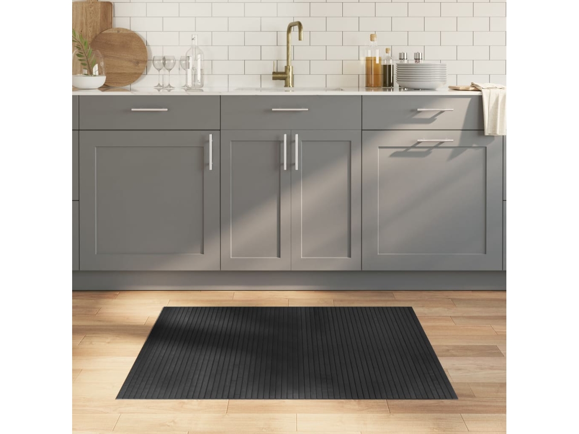 Vidaxl Tapete Retangular 80x100 Cm Bambu Cinzento
