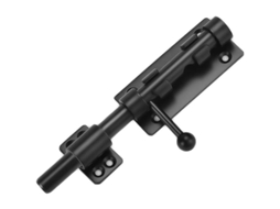 Fechadura Robusta Para Porta De Correr Com Furos Para Cadeado De 6 Polegadas, 160 Mm Em Aço Inoxidável Preto Fosco, Fechadura Com Aquaforge