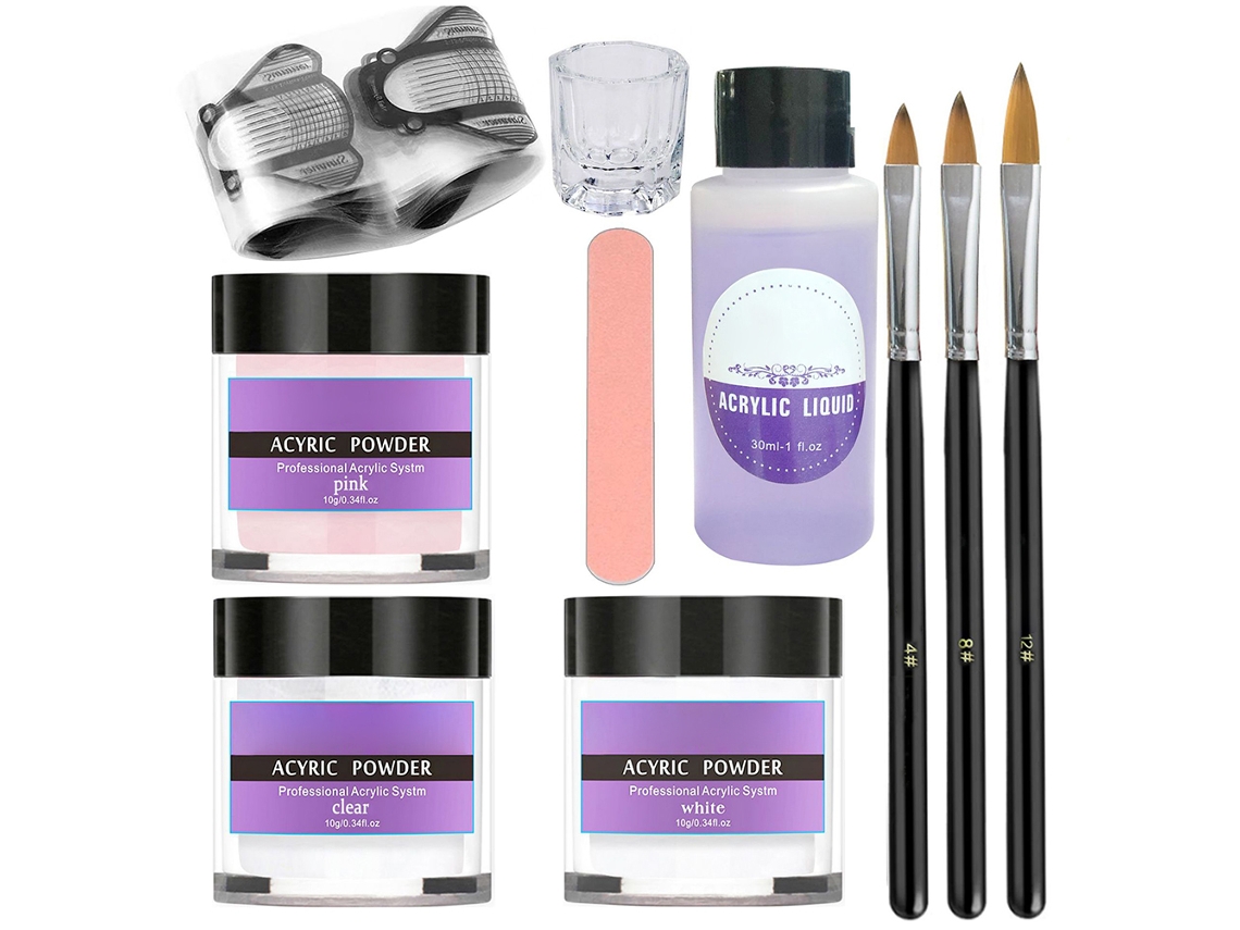 Kit De Unhas Acrílicas Com Pó E Líquido Acrílico Ferramentas Para Manicure E Arte De Unhas