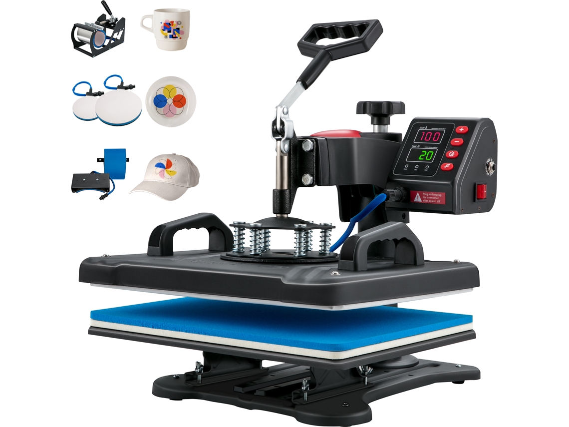 Prensa Térmica SucceBuy 5 em 1
Máquina de Impressão por Transferência por Sublimação 30x38cm
para T-shirt, Prato, Caneca