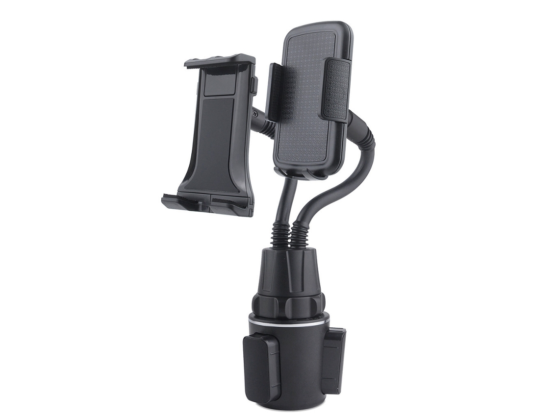 Suporte Duplo Para Celular E Tablet Para Carro, Com Haste Flexível Tipo Pescoço De Ganso, Compatível Com Porta-copos E Celulares De 4 A 13 Polegadas.