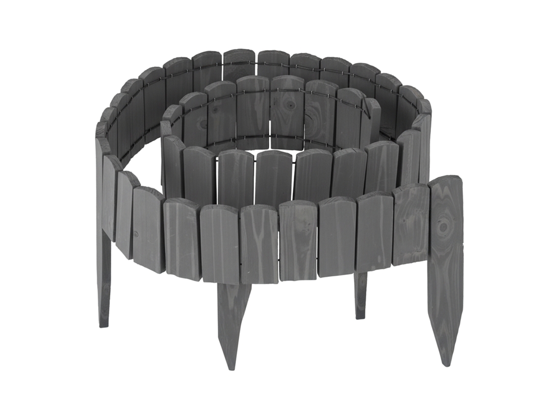 Relaxdays Beira De Canteiro, 200 Cm, Flexível, Altura 10 Cm, Para Cravar, Madeira, Borda De Relva, Cinzento Escuro