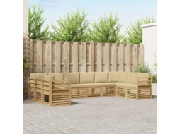 Vidaxl Conjunto De Sofás Para Exterior 10 Unid. Branco E Bege
