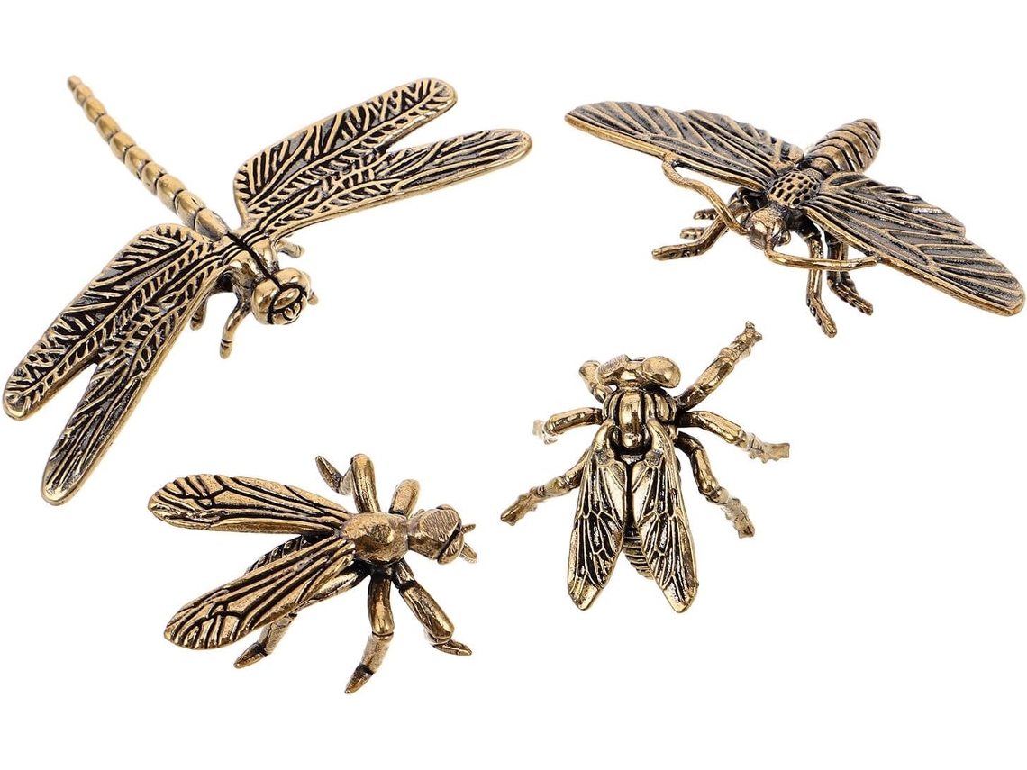 Conjunto De 4 Miniaturas: Mosquito, Mosca E Libélula.