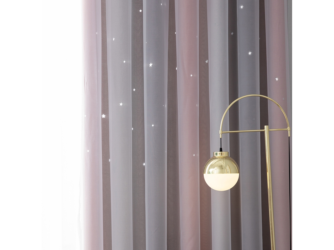 Cortina Blackout Dobra Com Estrela Gradiente Simples 2pc