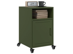 Vidaxl Mesas De Cabeceira 2 Pcs 36x39x59 Cm Aço Verde-azeitona