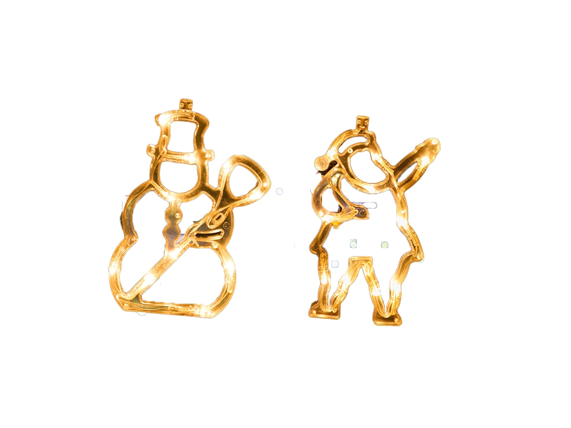 2Pcs Luzes de Ventosa de Janela-Boneco de Neve + Papai Noel AURUM