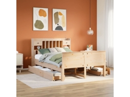 Cama Com Estante Sem Colchão 140x190 Cm Pinho Maciço