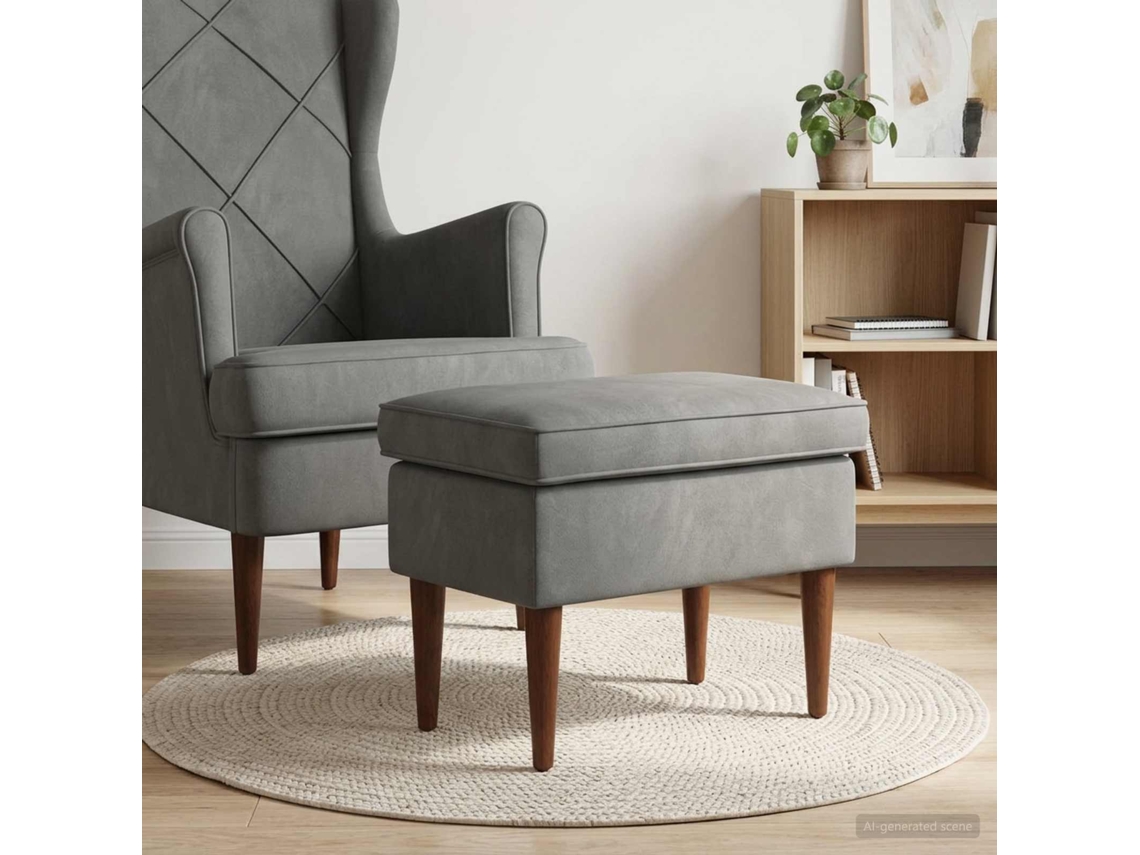 Vidaxl Pufe Para Os Pés Cinzento-escuro 55 X 35 X 41 Cm Veludo