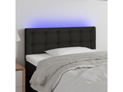 Vidaxl Cabeceira De Cama C/ Luzes Led Tecido 100x5x78/88 Cm Preto