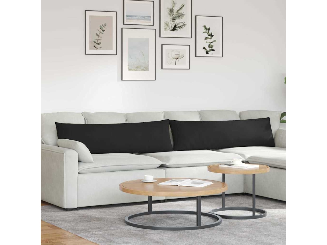 Vidaxl Travesseiros De Sofá 2 Unid. Tecido Preto 145 X 40 Cm