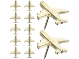 Conjunto De 12 Tachinhas Decorativas E Fáceis Usar Em Metal Dourado, Em Formato De Avião, Resistentes E Ideais Para