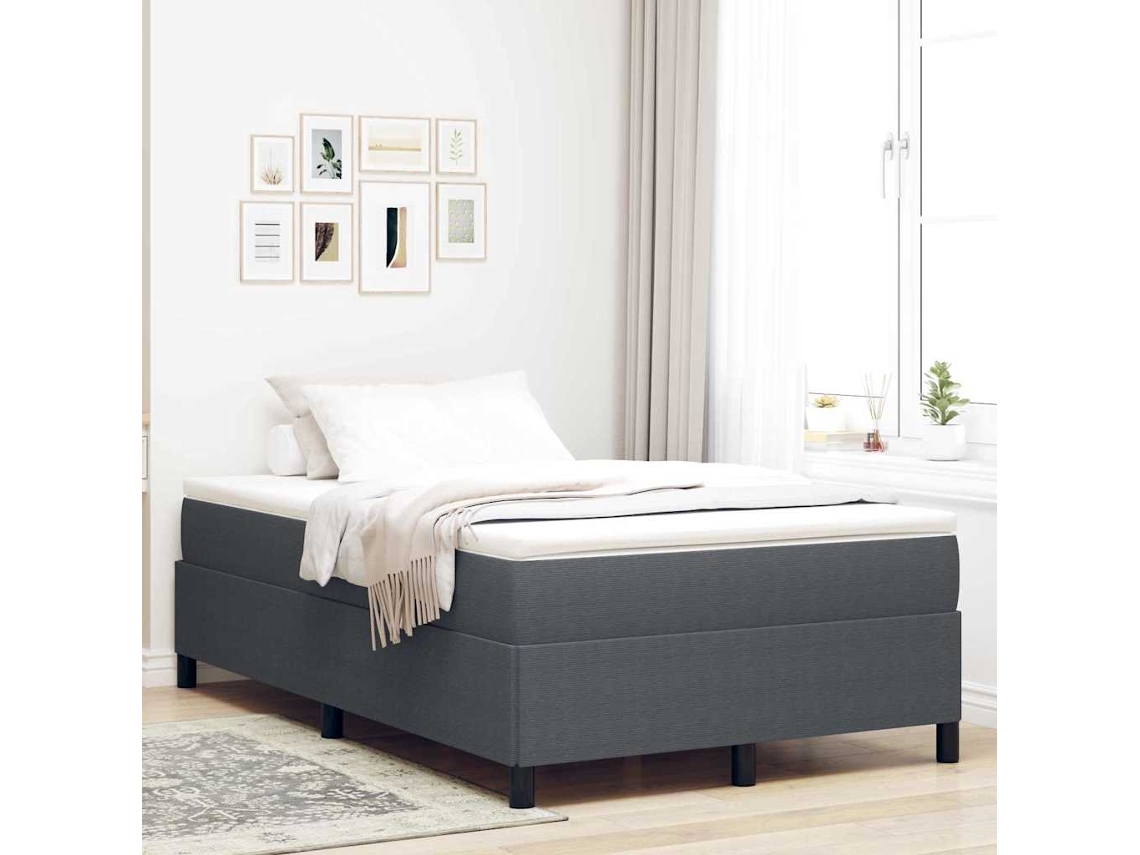 Vidaxl Cama Box Cinzento-escuro 120 X 190 Cm Tecido De Veludo Cotele