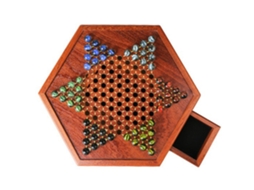 Jogo De Damas Chinesas Em Madeira Com Bolas De Vidro E Gavetas Jogo De Estratégia Hexagonal Para Crianças E Iniciantes