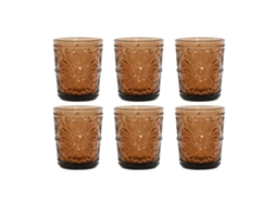 Conjunto de copos de cristal âmbar Home Esprit (6 peças)