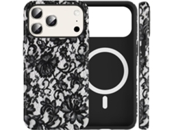 Uma Linda Capa Preta Com Estampa De Renda, Compatível Com Silicone, Adequada Para O Iphone 17 Pro De 6,3 Polegadas, Resistente A Impactos.