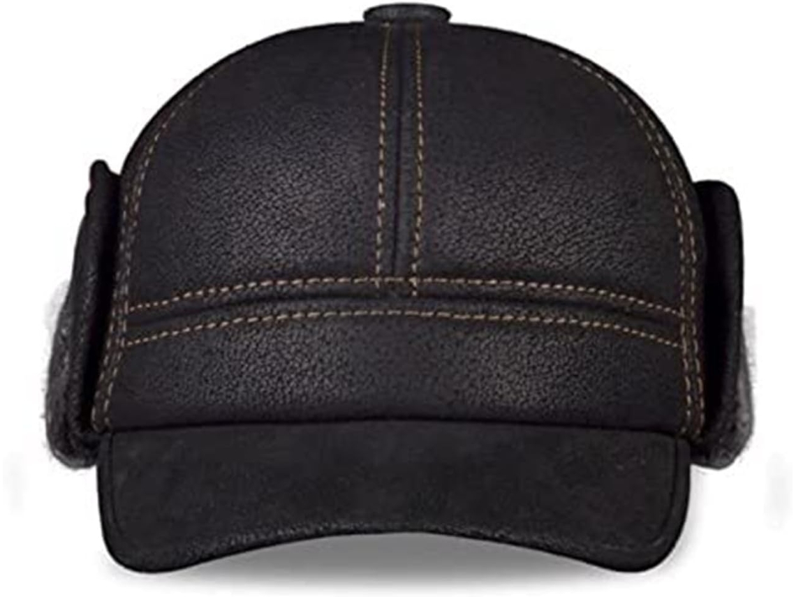 Boné de beisebol masculino de couro Véritable com orelhas cacheadas Fausse Fourrure Chaleur SFUSHOS