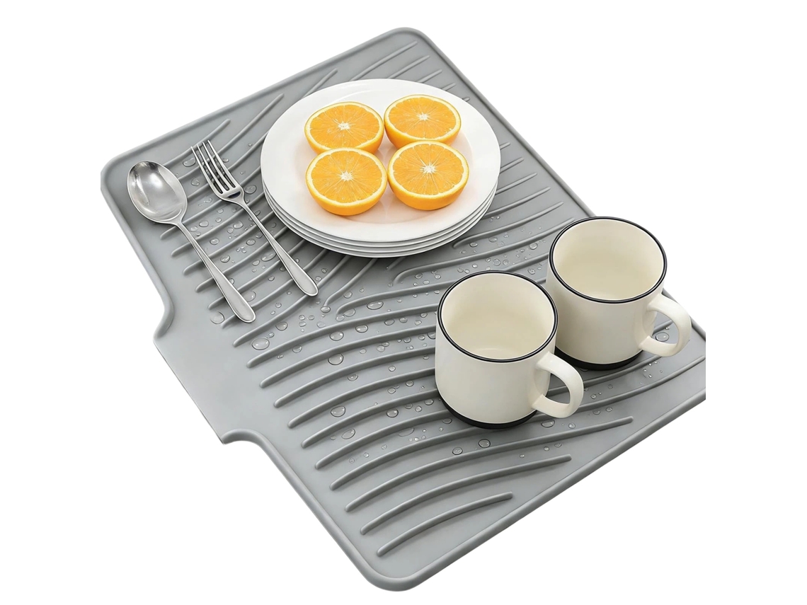 Tapete De Secagem Silicone Cinza, Drenagem Resistente Ao Calor 40x33x2cm - Demo
