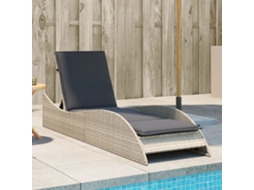 Vidaxl Espreguiçadeira Com Almofadão 60x205x73 Cm Vime Pe Cinza-claro