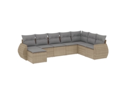 Maison Exclusive - 8 Pcs Conjunto De Sofás P/ Jardim Com Almofadões Vime Pe Bege