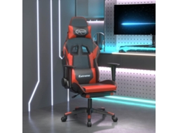Vidaxl Cadeira Gaming Massagem + Apoio Pés Couro Artif. Preto/vermelho