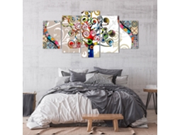 Quadro Moderno DEKOART Abstratos, Árvore da Vida, Klimt, Cinza (200 X 100cm)