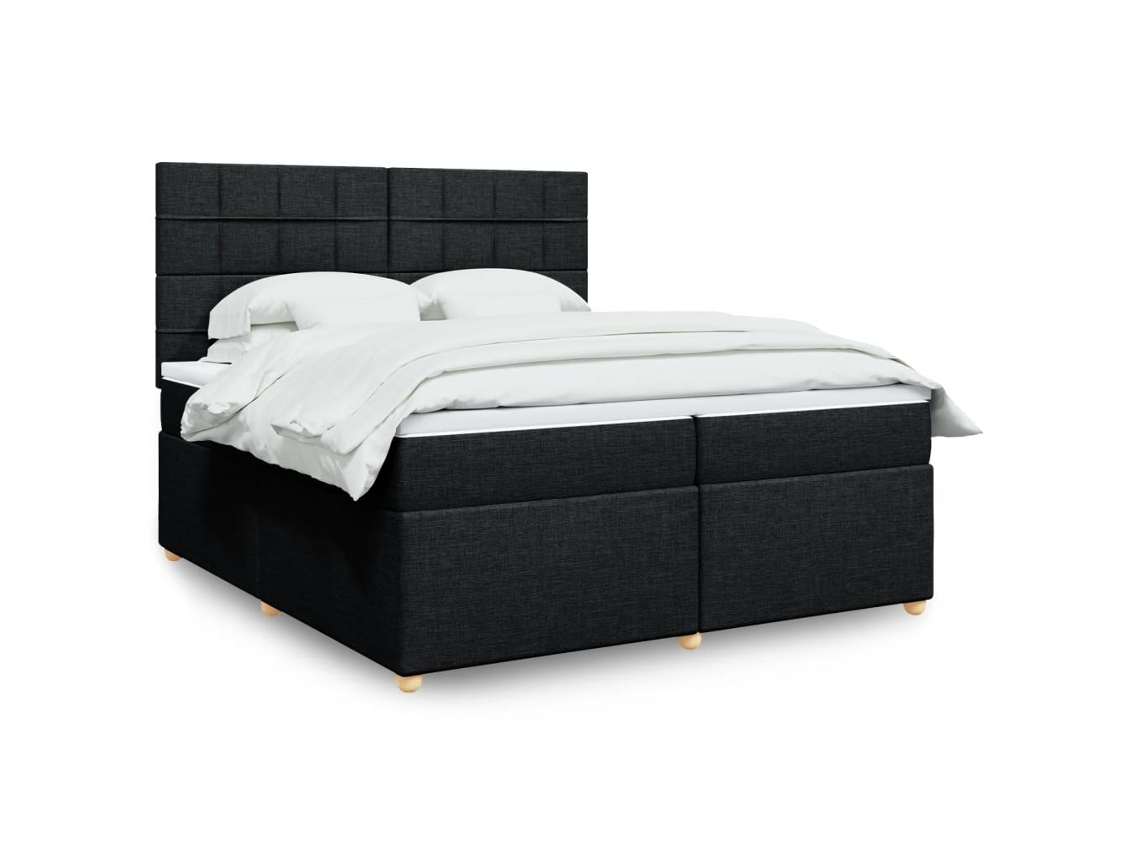 Vidaxl Cama Com Molas/colchão 200x200 Cm Tecido Preto
