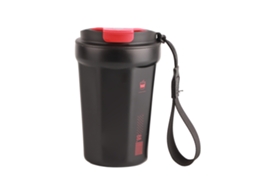 Caneca Térmica de Café 390ml Aço Inoxidável Portátil Mantém Calor/frio para Acampamento Office Preta | S/MARCA