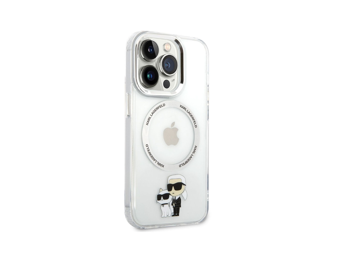 Karl Lagerfeld Capa Para Iphone 14 Pro Max Print Karl E Choupette Compatível Com Magsafe Transparente