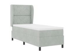 Cama Com Estrado  E Colchão Cinzento-claro Vidaxl Em Veludo (80x200 Cm)