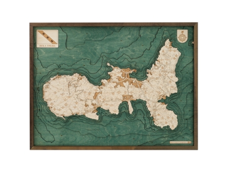 Mapa 3D com Moldura Ilha de Elba L Madeira Multicolorido 81X6X61 Cm CUTTING BROTHERS