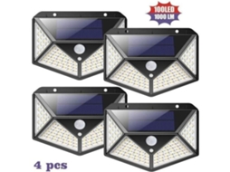 Pacote 100led 2200mah Lâmpada Solar Externa 3 Modos Audburn Preto Sensor De Movimento Aquaforge