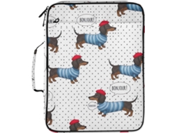 Pasta Expansível Fofa Em Formato De Cachorro Dachshund Com Fichário Removível 3 Argolas E Organizador Sanfonado 7 Camadas