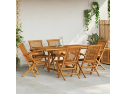 Vidaxl 7 Pcs Conjunto De Jantar Para Jardim Madeira De Teca Maciça