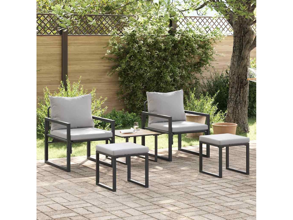 Vidaxl Móveis De Jardim 4 Pcs 2-número De Lugares Cinzento-claro