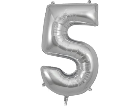Balão Número 5 de 86cm Prateado
